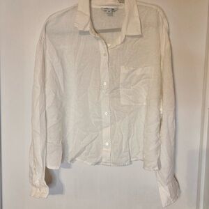 Old Navy White Cropped Button-Up Shirt
